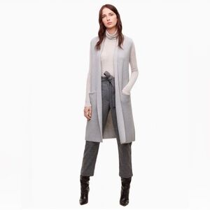 Aritzia Wilfred Olivie 100% Merino Wool Sleeveless Cardigan with Pockets Size L